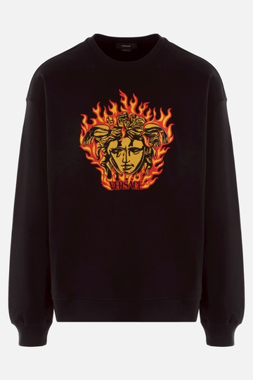 VERSACE Medusa Flame logo embroidered jersey sweatshirt Man