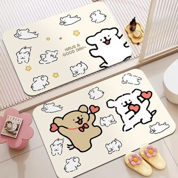 可愛地墊 吸水地墊🎀 可愛卡通浴室墊吸水速干腳墊硅藻泥免洗防滑易打理家用衛生間地墊