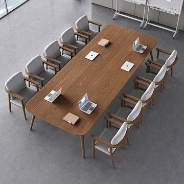 實木會議桌長方形工作臺商用簡易大板木桌子長條桌簡約現代辦公桌[DD030109]