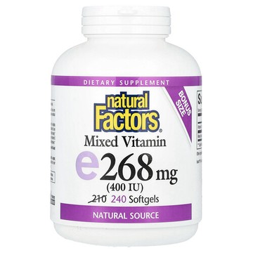 Natural Factors, 混合維生素 E，268 毫克（400 國際單位），240 粒軟膠囊