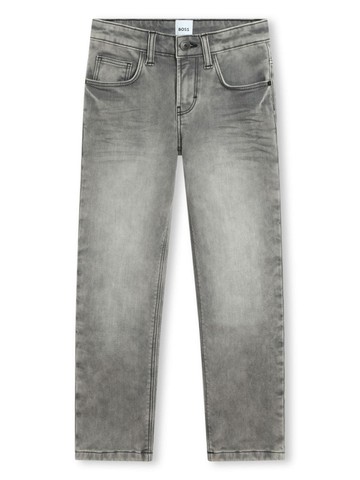 BOSS Kidswear - logo-embossed straight-leg jeans - kids - Cotton/Polyester - 6 - Grey