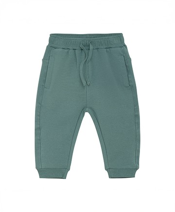 素面綠色內刷毛縮口長褲80cm