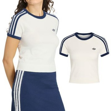 Adidas Knit Tee 女款 白色 短版 三葉草 T恤 運動 休閒 短袖 KS9952