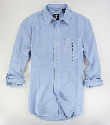 美國百分百【全新真品】Timberland 冬款 純棉 厚版 天空藍 長袖 素面 襯衫 口袋 S M L 門市