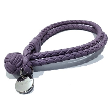 BOTTEGA VENETA 寶緹嘉 113546 經典手工編織吊牌雙圈手環(紫色M號)
