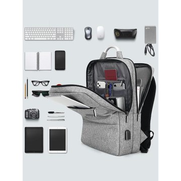 簡約輕便商務休閑男士雙肩包時尚百搭通勤出差多功能電腦包15.6寸