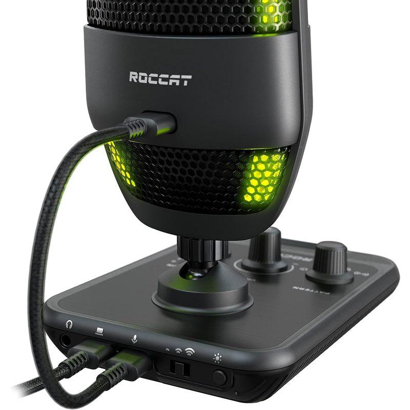 ROCCAT コンデンサーマイク Torch USB ゲーミングマイク PC ゲーム配信 RGB ピックアップパターン 3種類 スタジオグレ