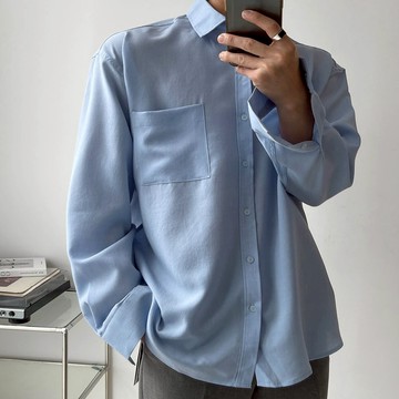 正韓簡約百搭素色口袋長袖襯衫 7色 YUPPIE 預購商品 0304
