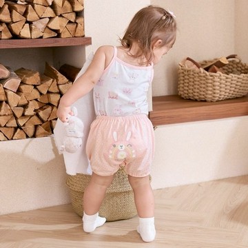 彩虹兔短褲 (天絲細格緹花布)