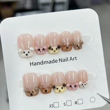 💗台灣出貨💗立體小動物法式美甲童趣可愛氛圍感純手繪捏捏卡通手工穿戴甲甲