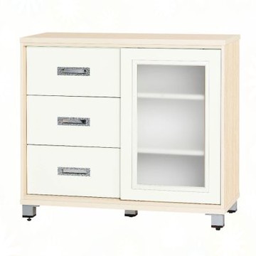 文創集-南亞塑鋼     宮崎 南亞塑鋼3.1尺單拉門三抽斗櫃/收納櫃-94.4x40.8x84cm免組