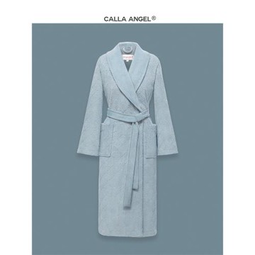 (免運)CallaAngel進口埃及棉四葉草提花浴袍男毛巾料純棉吸水女長款浴衣