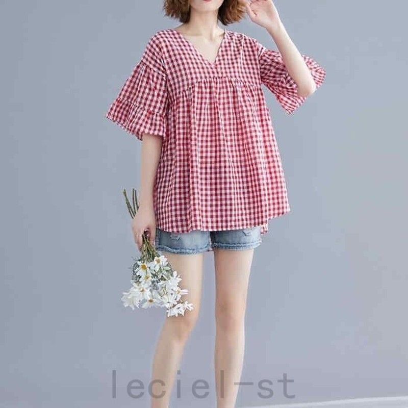 2021SS【BELPER】gingham blouse