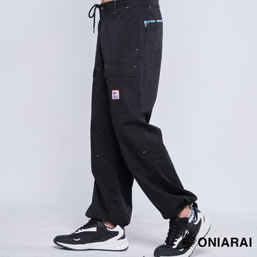 【雙12搶先↘搶購$2512】多口袋撞色純棉束腳休閒工裝褲 - BLUE WAY 鬼洗い