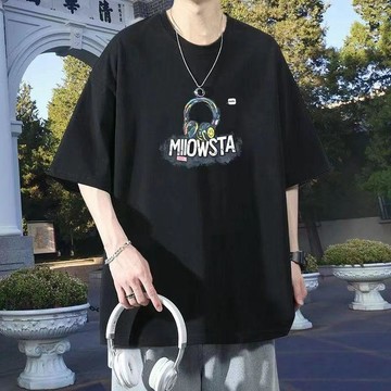 純棉圓領短袖t恤男士 夏季新款美式潮牌ins潮流寬鬆夏天體恤衫男 8N
