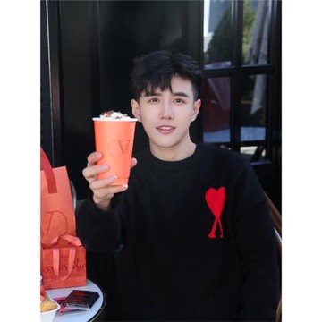 秋冬新款愛心刺繡圓領針織衫套頭男女寬松AMI CLAMS毛衣長袖上衣