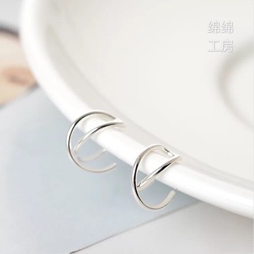 韓版s925純銀 無耳洞耳夾男女通用簡約清新線條x耳夾女U型耳飾
