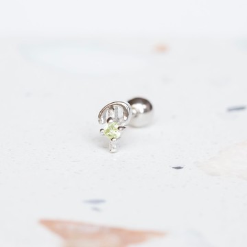 天然石925純銀英文字母轉珠耳環 P