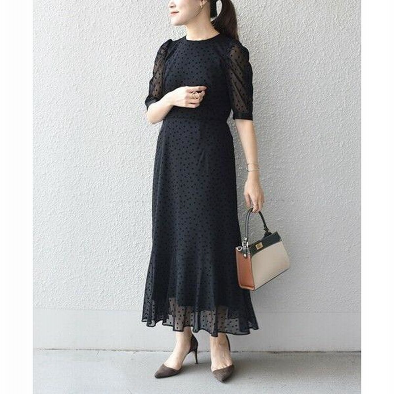 ships little black ドットチュールロングワンピース　ブラック ships little black（シップスリトルブラック）の「little black