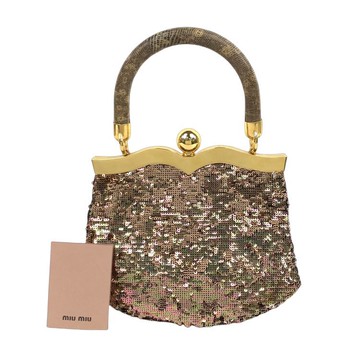 miu miu棕色亮片手提包