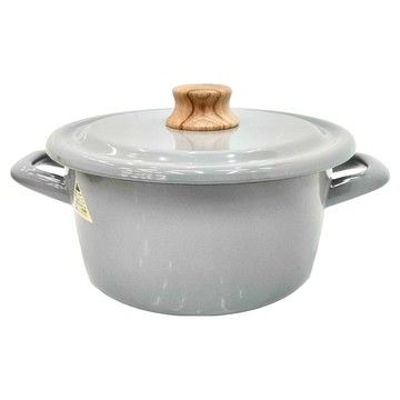 FUJIHORO 富士琺瑯 琺瑯湯鍋 附蓋 CTN18WLG 灰色 耐熱500℃ 耐冷-20℃ 容量2.3L  18cm  1個