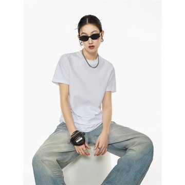 ICH MODE 美式正肩短袖T恤女2025新款夏季短款修身涼感速干小上衣