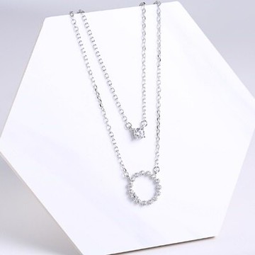 925純銀項鍊 鑲鑽吊墜-日韓時尚耀眼迷人母親節情人節生日禮物女飾品73gx6【獨家進口】【米蘭精品】