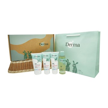 給你最溫柔呵護【Derma】寵愛寶寶新生禮 (嬰兒有機滋潤護膚霜100mlx1,嬰兒有機按摩浴油150mlx1,嬰兒有機舒敏萬用膏100mlx1) 新生兒禮 彌月禮 新手爸媽 寶寶