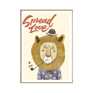 散播歡樂散播愛 獅子 Spread Love 掛畫 裝飾畫  40 x 30cm  木色