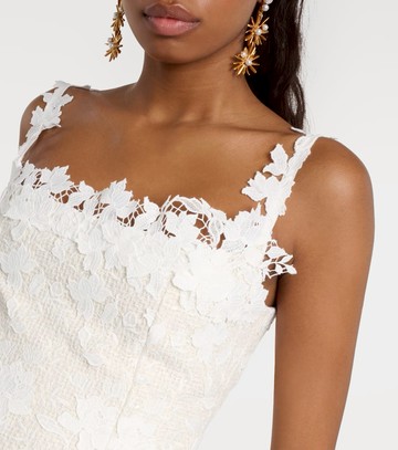 Oscar de la Renta Floral lace-trimmed tweed midi dress