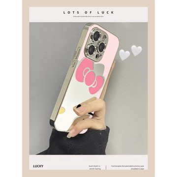 鏡面鏤空kt貓適用蘋果17promax手機殼16女神iphone15高清14/13新款12/8/11/硬xs高級感Plus可愛全包xr防摔套