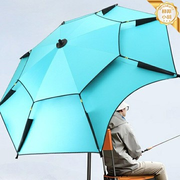 【雙層黑膠抗風】釣魚傘 遮陽傘 防雨傘 戶外傘 野釣傘 加厚傘骨 全自動開合 360度旋轉 垂釣露營專用