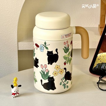 免運🔮ins女生新款高顏值保溫杯學生戶外大容量卡通便攜式學生可愛水杯保溫瓶 隨行杯 咖啡杯 保溫杯 水壺 飲料杯 環保