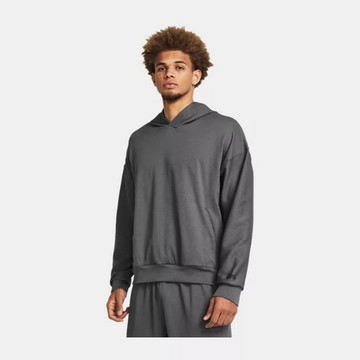 【UNDER ARMOUR】Journey Rib 連帽長袖套頭衫 男 帽T 灰色-1383100-025