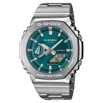 【CASIO 卡西歐】G-SHOCK 高質感金屬 絢彩錶盤 湖水綠 簡約百搭 GM-2110D-3A1_44.4mm