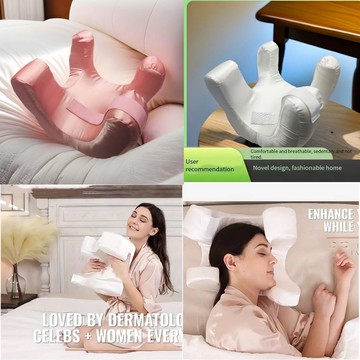 【臺灣發貨】【平紋工藝】新款全包裹美容枕頭 柔軟緩震睡枕 按摩式緩解頸部疲勞 抗皺睡眠枕頭