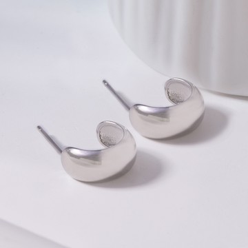 [925純銀]MARIGOLD風曲之聲素面耳環【KMD440】-銀