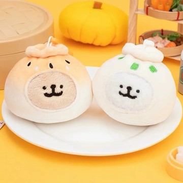 【線條小狗】包子系列 絨毛吊飾-小金/小白【墊腳石】