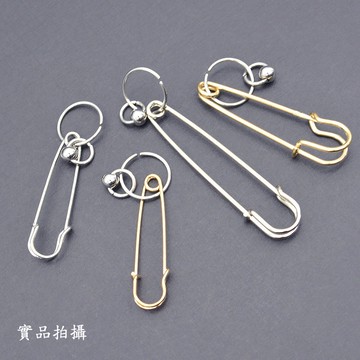 B3739 有耳洞/無耳洞 立體別針 垂墜大耳環 防過敏 圈圈細針/耳夾 回紋針耳釘 韓國明星 個性夾式耳環