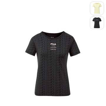 【FILA】女性 彈性萊卡 圓領T恤-黑色 5TEY-1606-BK