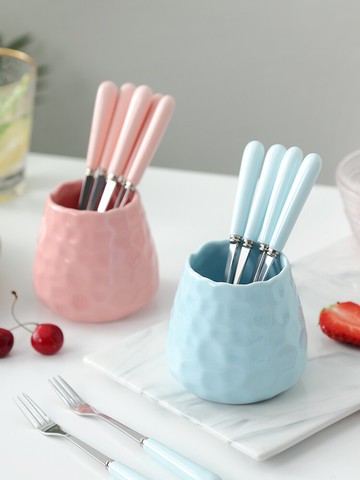 水果叉家用水果簽收納罐套裝蛋糕小叉子兒童不銹鋼高端輕奢果插