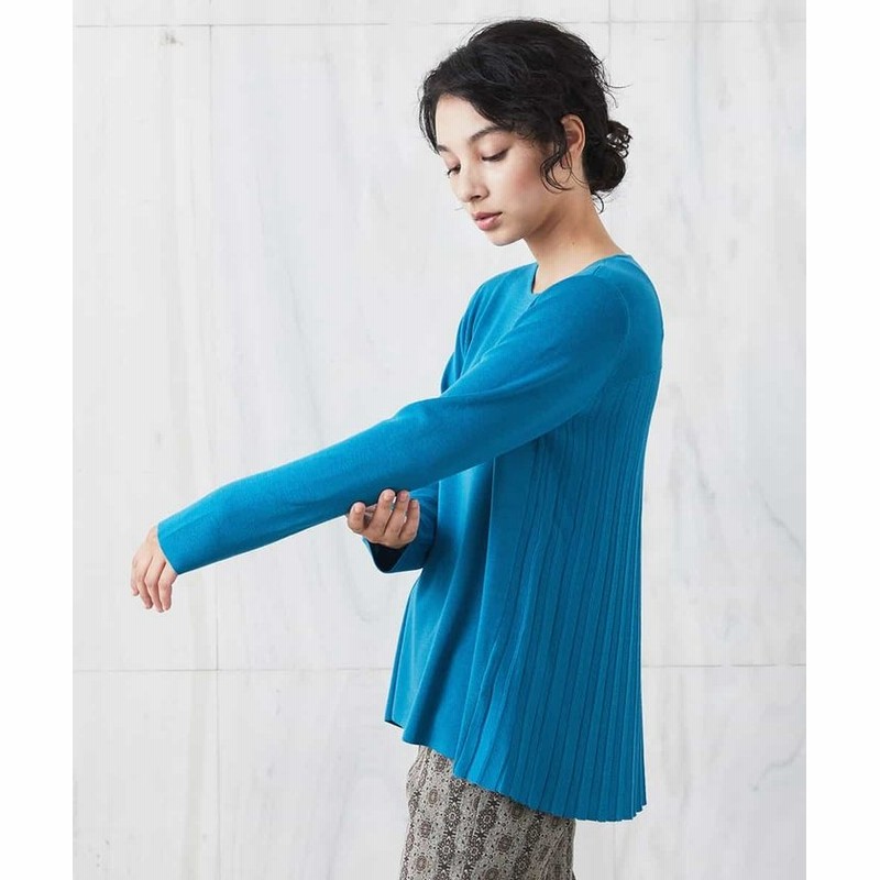 クリスチャン オジャール バックプリーツニット レディース ブルー L Christian Aujard 通販 Lineポイント最大get Lineショッピング