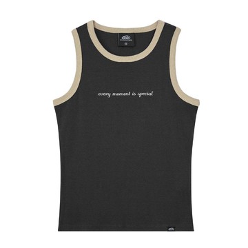 韓國 emis (WOMENS) RIBBED RINGER SLEEVELESS TANK TOP 韓製 女款撞色滾邊無袖背心 深灰色DARK GRAY