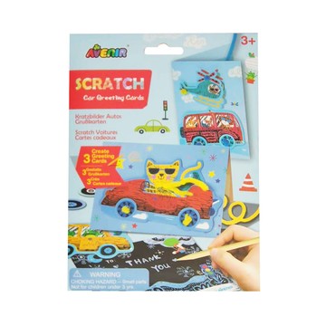 AVEnIR 手作刮刮樂汽車主題賀卡 3張刮畫卡片組  飆速車車  1組