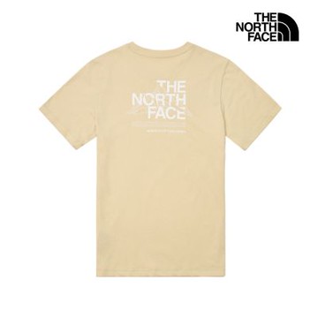 【The North Face 官方旗艦】北面男女款米色純棉大尺寸印花短袖T恤｜8GVF3X4