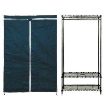 dayneeds 日需百備 輕型 三層單桿衣櫥 含防塵布套  深藍色  180cm