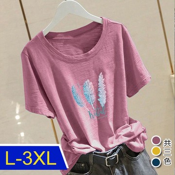 【涼夏短T】[韓國K.W.]典雅印花人氣有機竹節棉上衣(V領上衣 棉上衣 短T恤 )