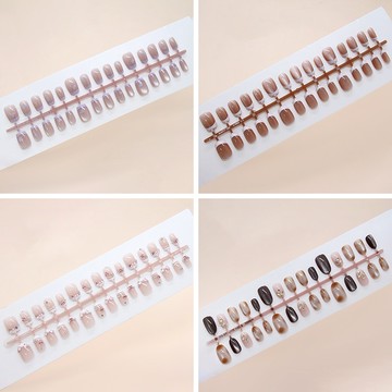 暈染 貓眼美甲片 撞色 假指甲 珍珠 鑽款 美甲貼片 可拆卸 穿戴指甲 可愛 百搭 日常