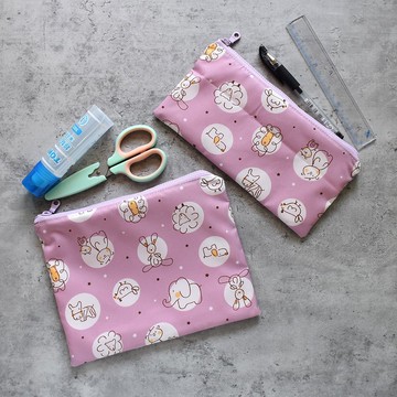 學用文具收納袋/筆袋_速寫動物(紫)