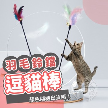 【小狐狸寵物】七彩羽毛逗貓棒 鈴鐺逗貓棒 寵物玩具 貓咪玩具 吊貓棒 逗貓棒 毛絨絨逗貓棒